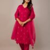 Red jaal silk 3-piece suit