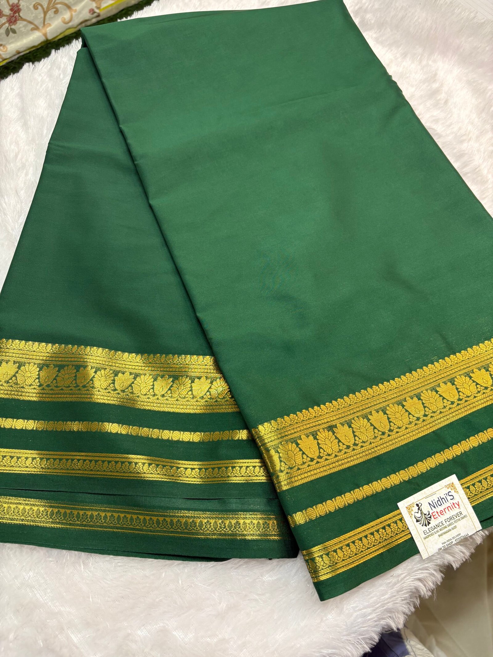 lotus border-Semi crepe Mysore Silk Saree - Image 2