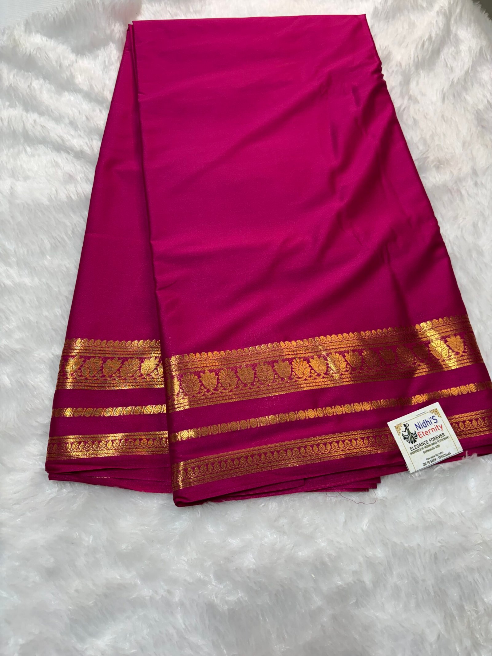 lotus border-Semi crepe Mysore Silk Saree - Image 7