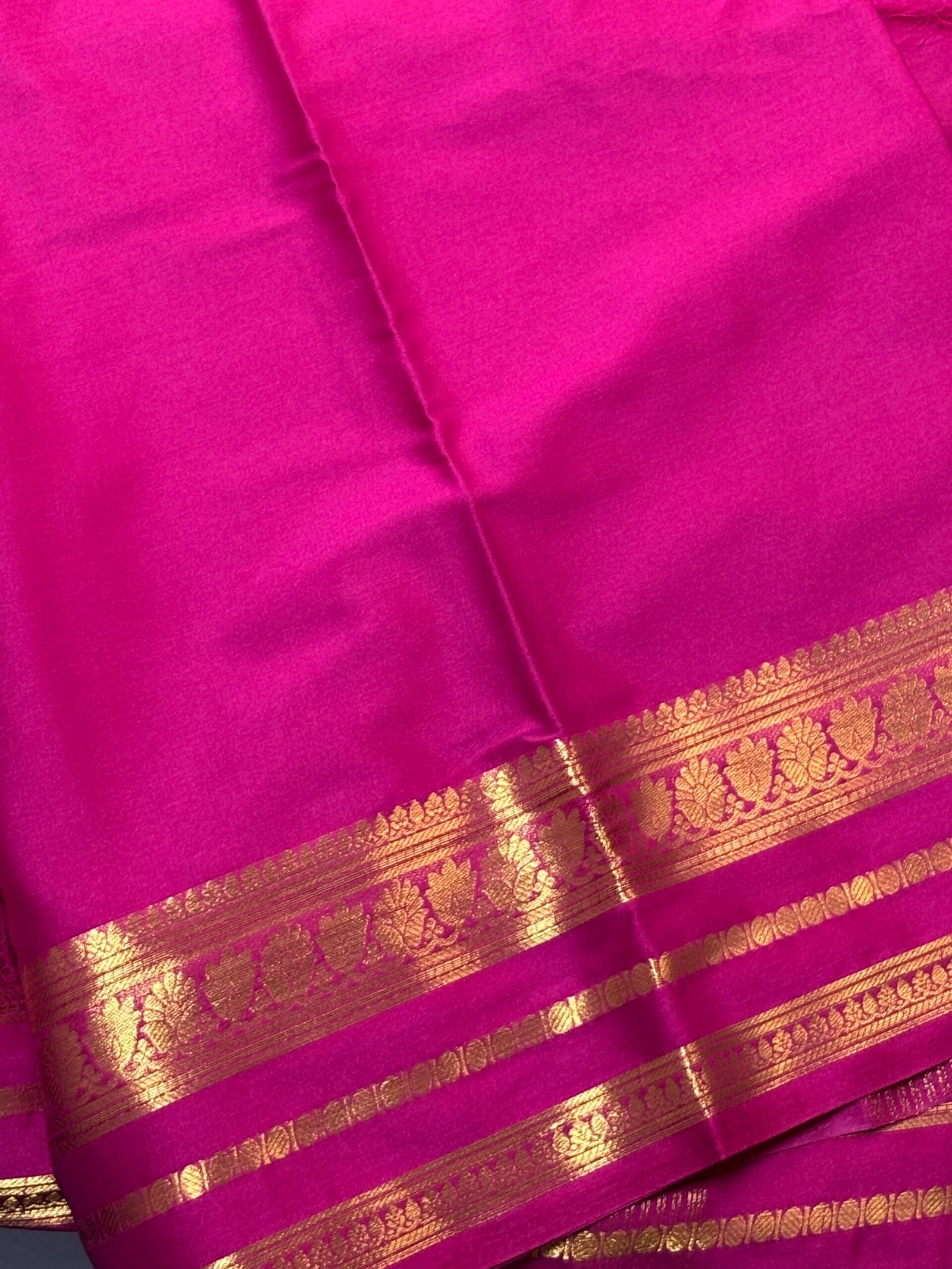 lotus border-Semi crepe Mysore Silk Saree - Image 6