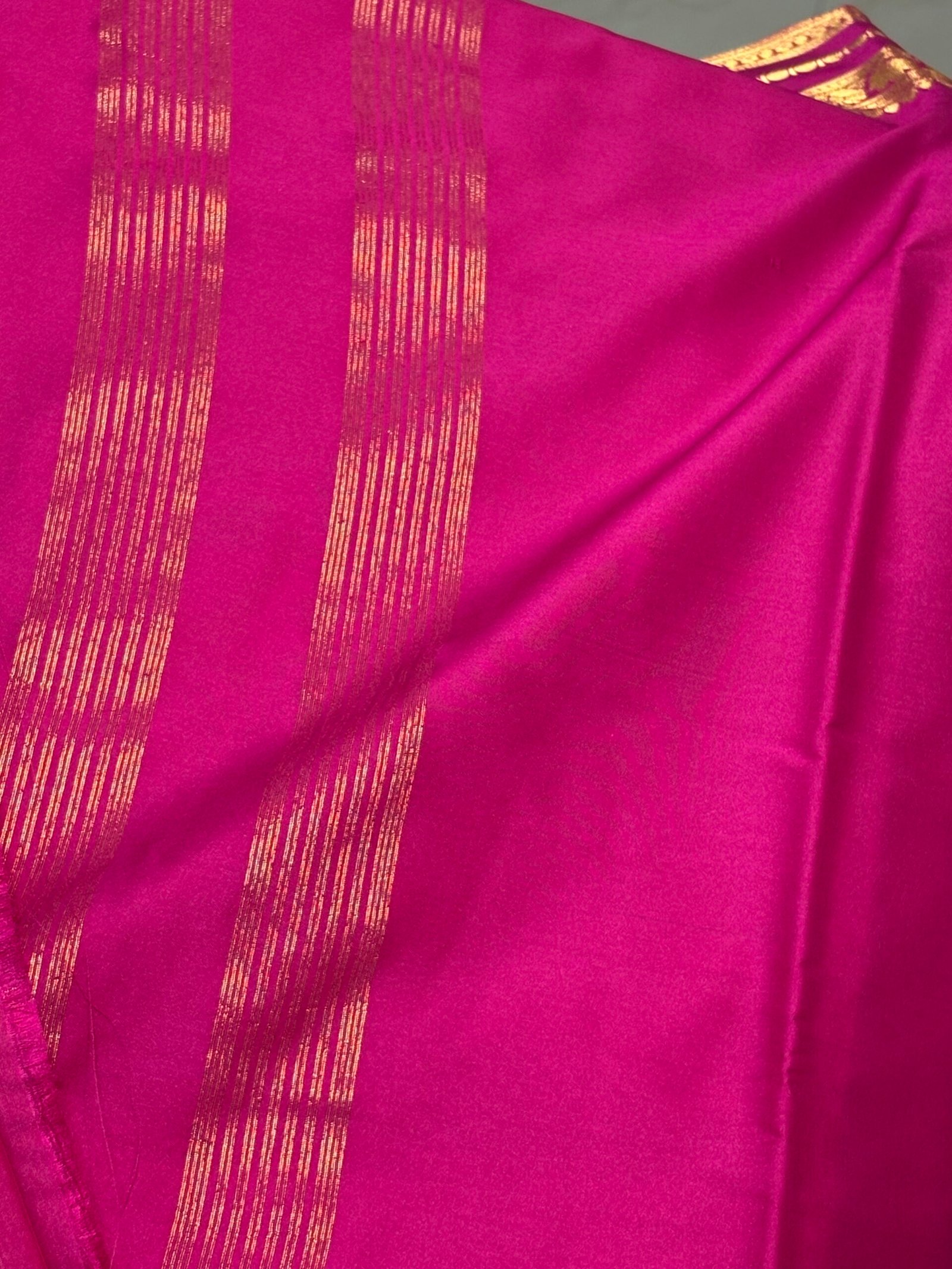 lotus border-Semi crepe Mysore Silk Saree - Image 10