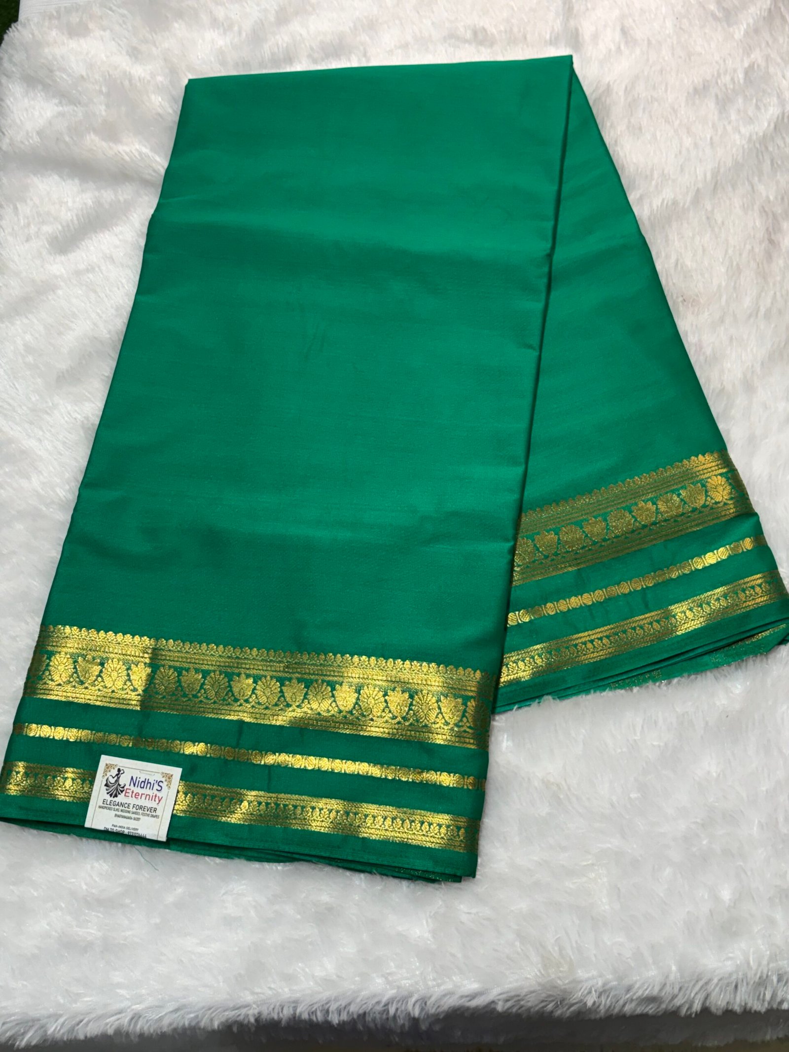 SEMI CREPE MYSORE SILK SAREE WITH LOTUS BORDERS - Image 2