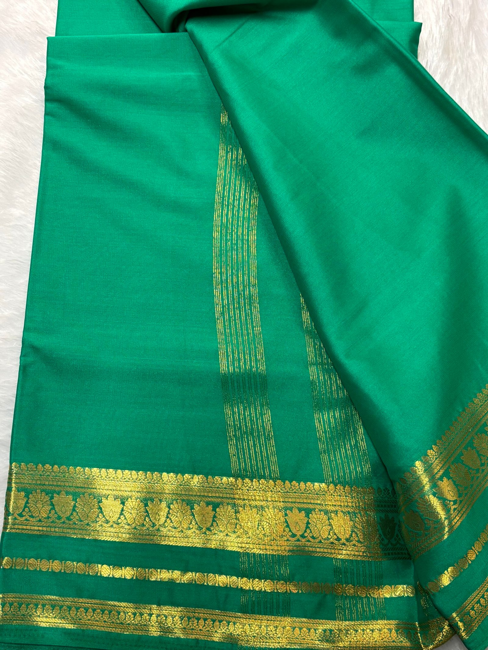 lotus border-Semi crepe Mysore Silk Saree - Image 18
