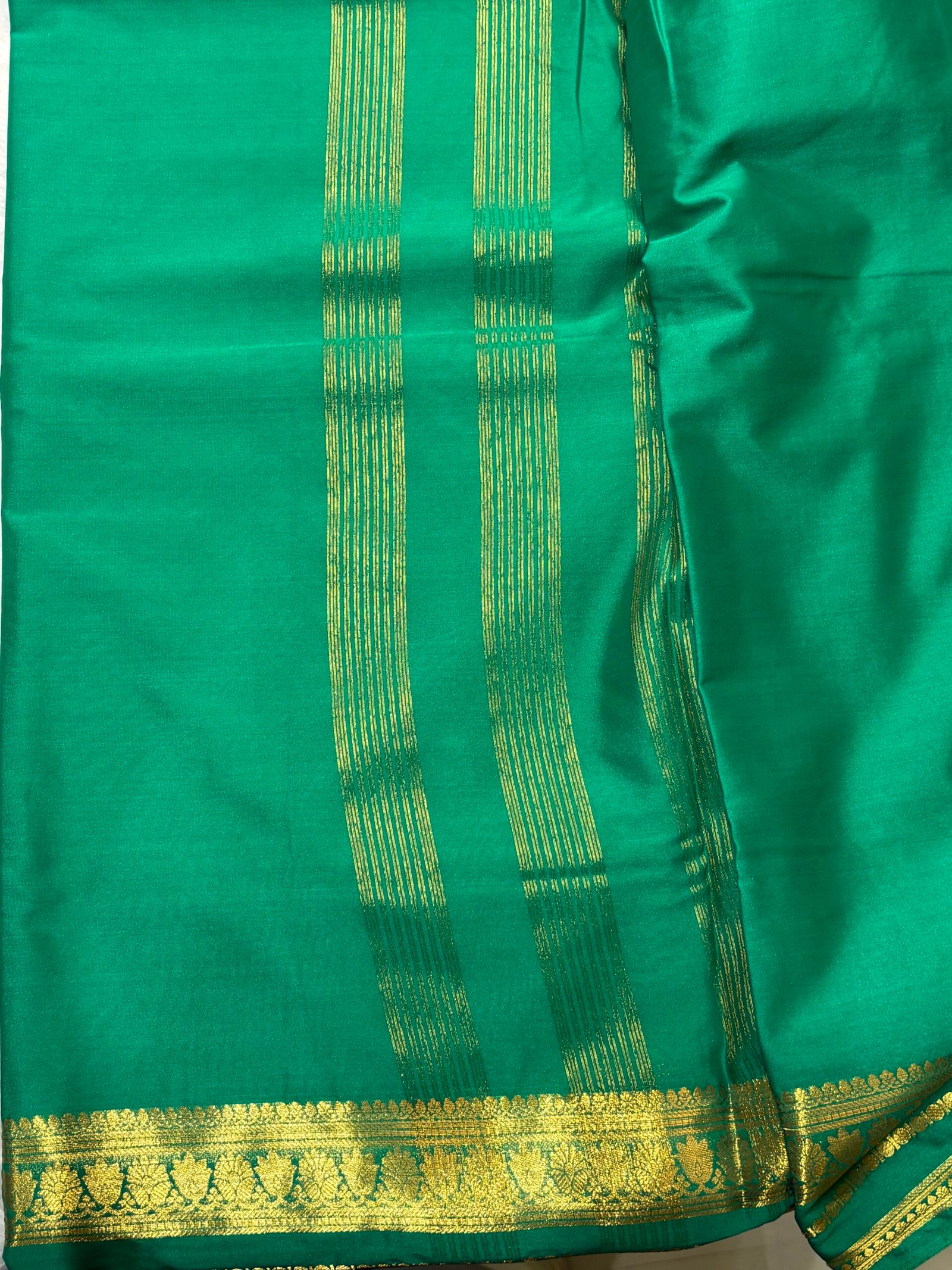 lotus border-Semi crepe Mysore Silk Saree - Image 17