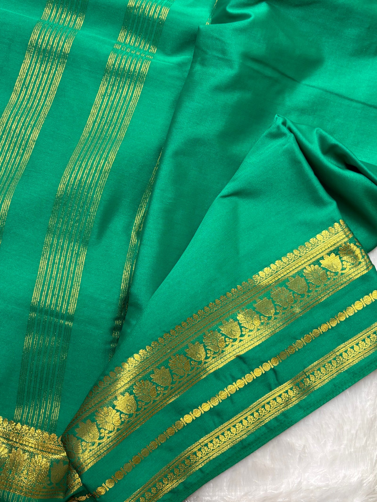 lotus border-Semi crepe Mysore Silk Saree - Image 15