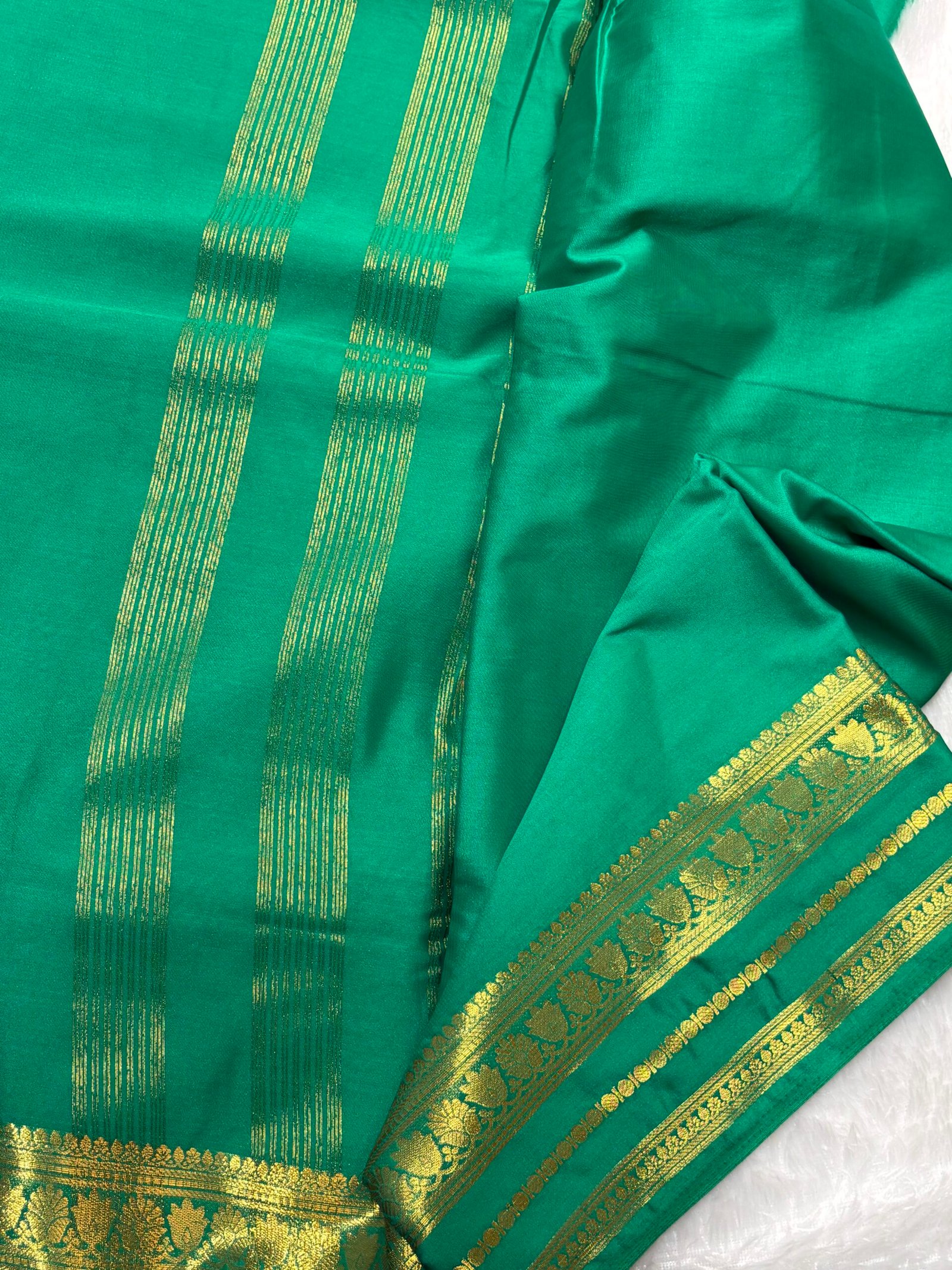 lotus border-Semi crepe Mysore Silk Saree - Image 16