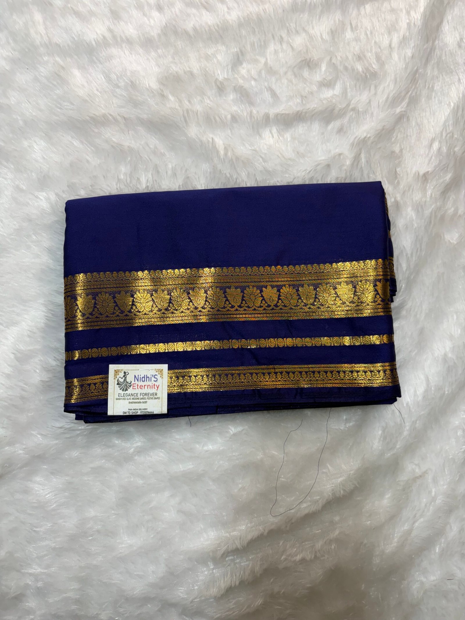 lotus border-Semi crepe Mysore Silk Saree - Image 13