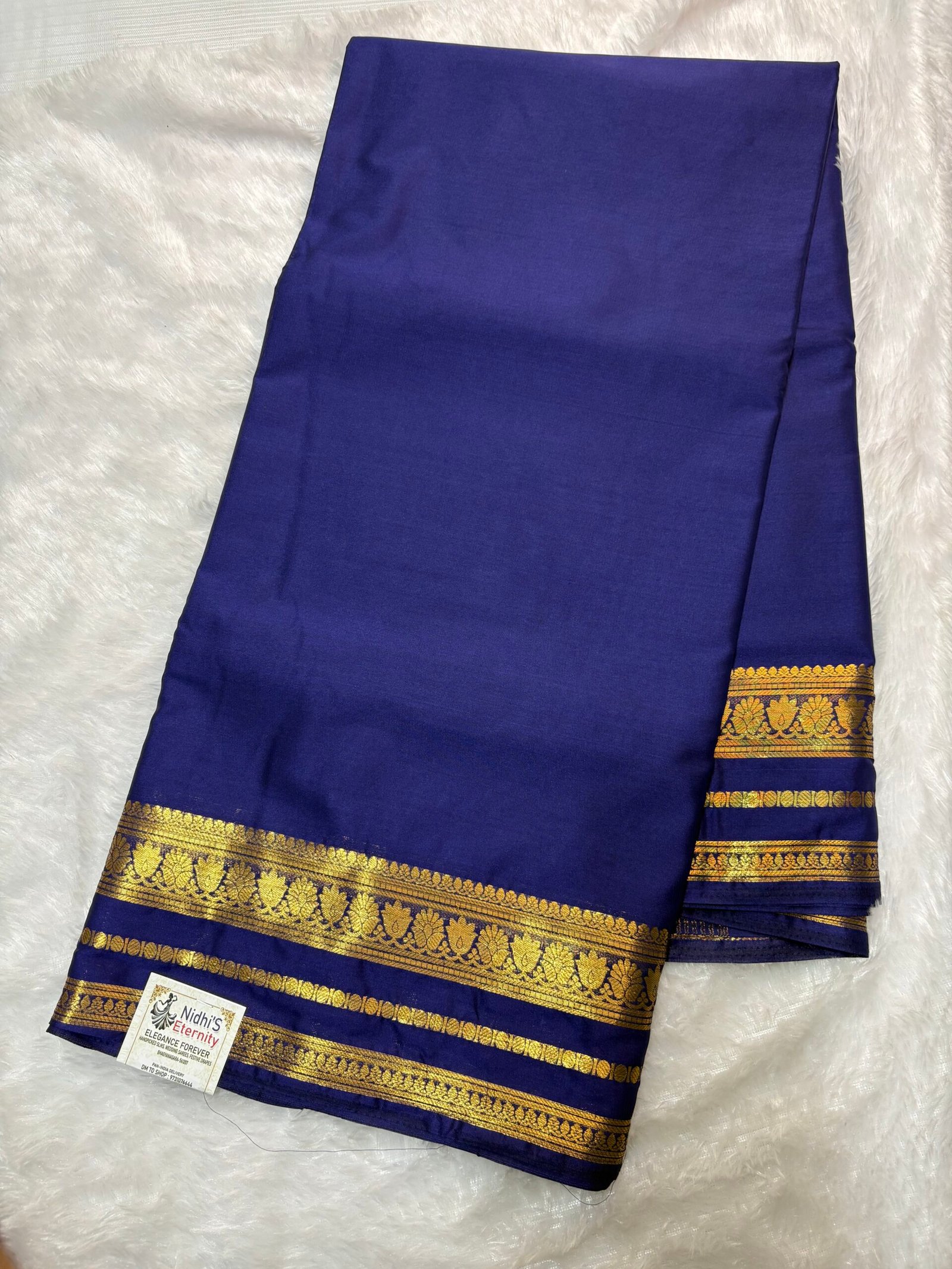 lotus border-Semi crepe Mysore Silk Saree - Image 11