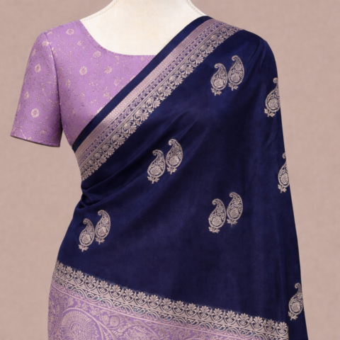 New contrast colour combination(kadiyal paisley)-Banarasee saree