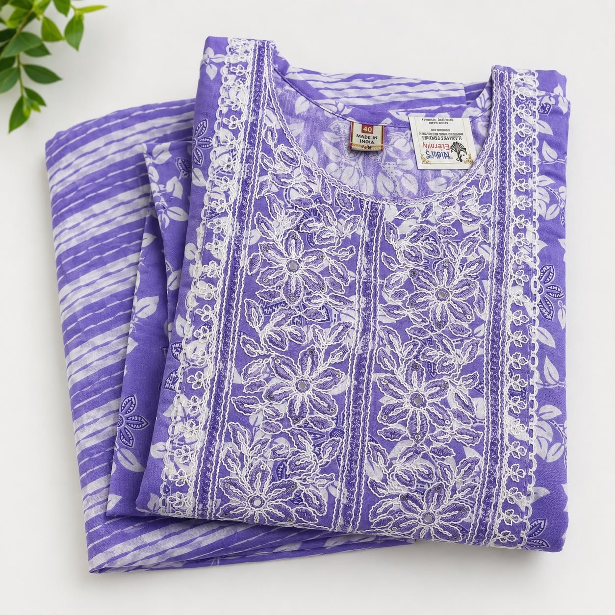 Lavender Bloom A-Line Cotton Suit Set - Image 7