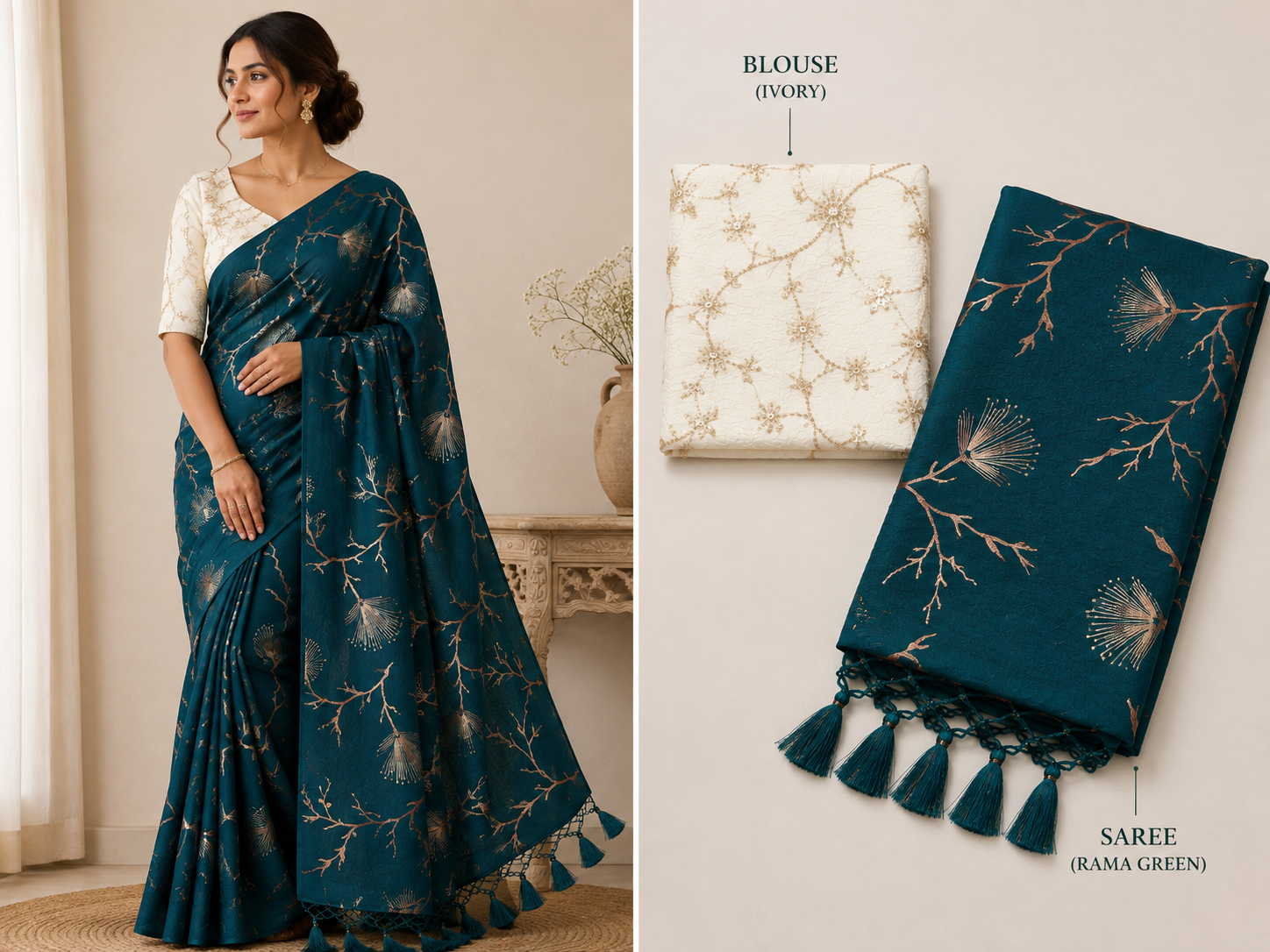 Roshini Collections-Designer Ware Blouse Concept Sarees - Image 9