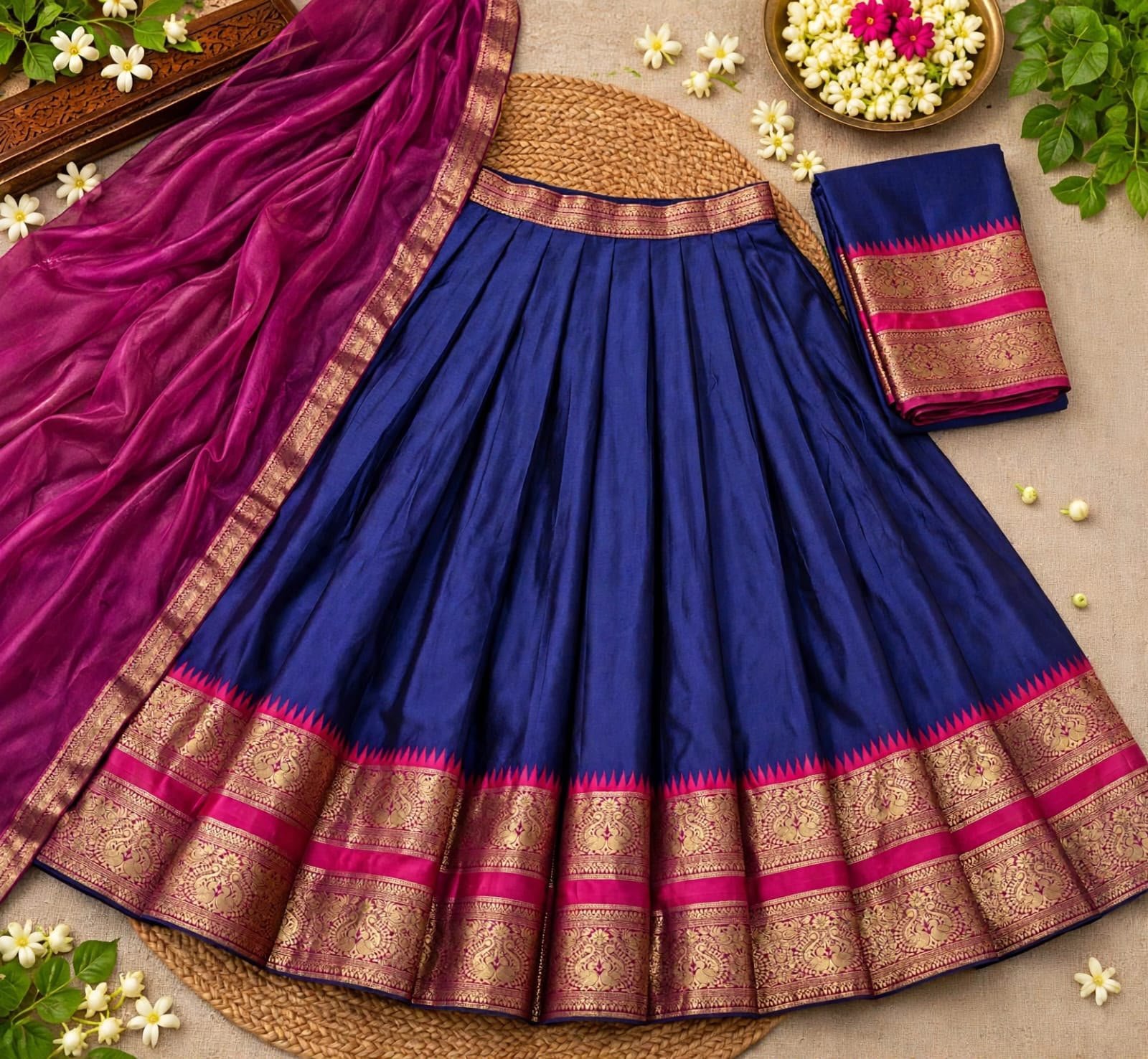 Zari Semi-Stitched Lehenga Set - Image 4