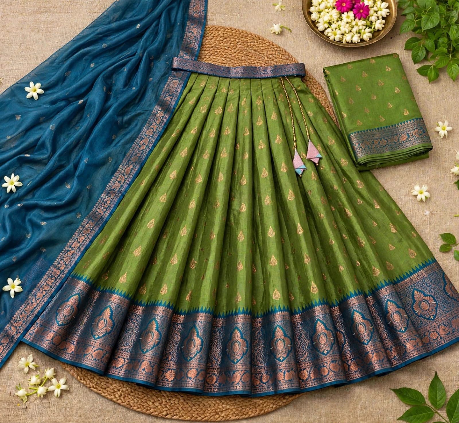 Zari Semi-Stitched Lehenga Set - Image 8