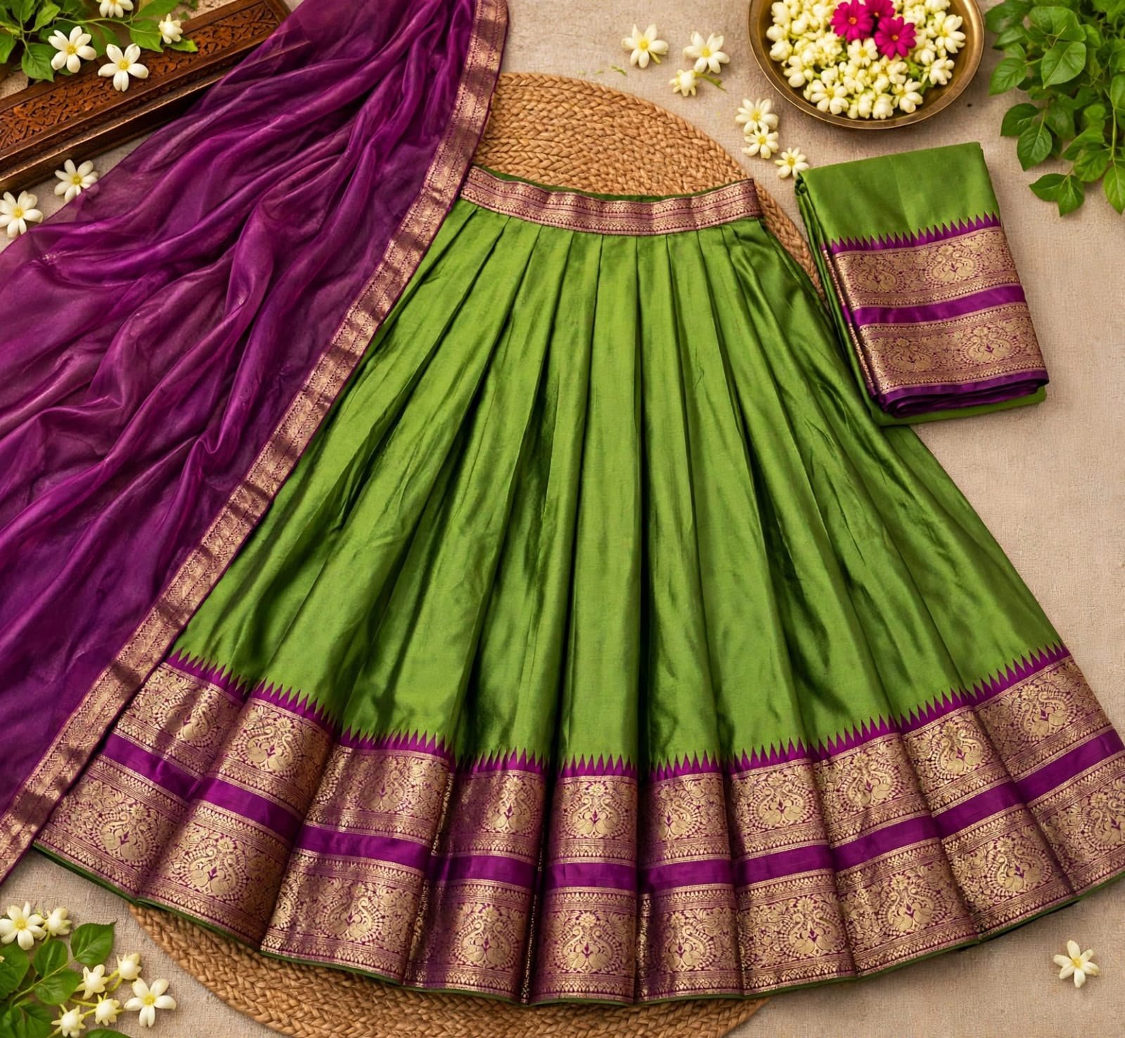 Zari Semi-Stitched Lehenga Set - Image 2