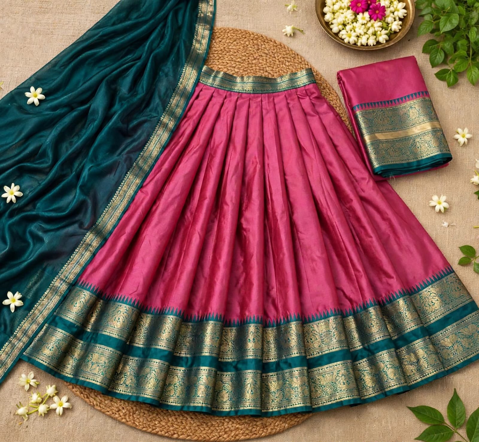 Zari Semi-Stitched Lehenga Set - Image 5