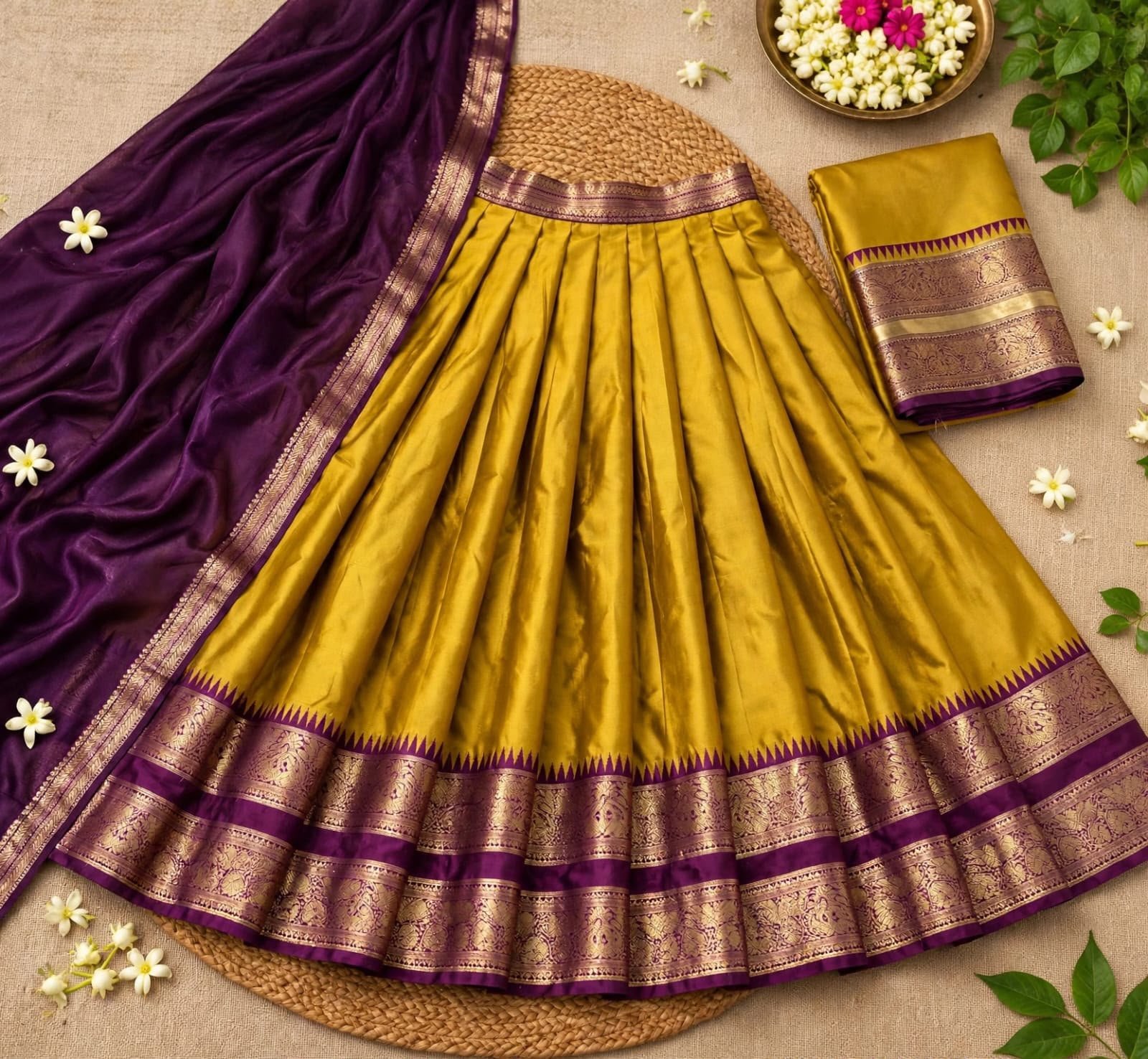 Zari Semi-Stitched Lehenga Set - Image 3